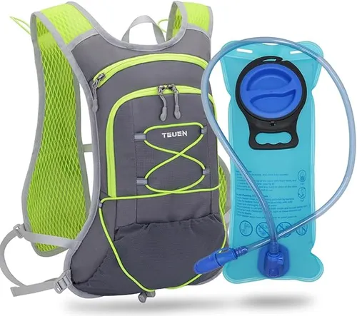 TEUEN Mochila de Hidratación con 2 litros Bolsa de Agua, Mochila Agua Mujer Hombre 6 litros Mochilas Trail Running Ligera para Correr Senderismo o Ciclismo Unisex Adulto