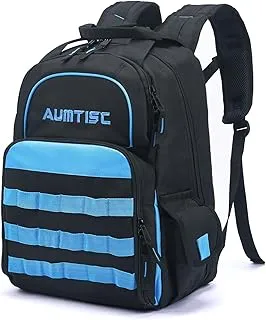 AUMTISC Mochila para herramientas Mochila para trabajo pesado Mochila para herramientas con bolsillo multiusos Mochila para trabajo industrial y de construcción (Azul)