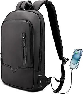 Mochila Ordenador Portátil Laptop 15.6'' Ergonómica con Puerto de Carga USB Impermeable Acolchada Elegante para Negocios Trabajo Escolar Estudio Diario Viaje Ocio Volumen 11L (Negro)