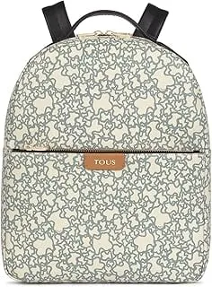 TOUS Mochila de Vinilo con Estampado Kaos en Beige y Negro, Para Mujer, Medidas 39x30,5x12,5 cm, Colección Kaos