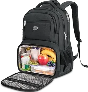 MATEIN Mochila Portatil 17 Pulgadas con Compartimento Termico para Almuerzo, Mochila Hombre Trabajo Impermeable, TSA Lunch Backpack Bolsillo Antirrobo para Oficina, Picnic y Viaje, Negro