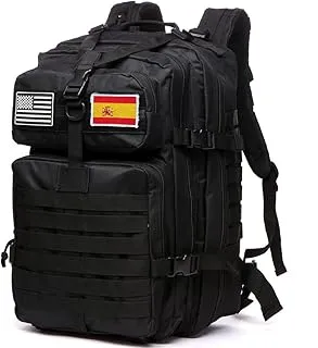 Mochila Tática 50 Litros con Sistema Molle - Gran Capacidad Militar Impermeable para Emergencias de 3 Días Caza Senderismo y Acampadas - Mochila para Actividades al Aire Libre (Negro)