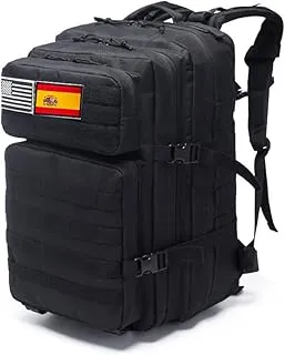 smallrun Mochilas Tácticas Militares 45L Mochila del ejército Gran Capacidad Mochila Crossfit Plegable Impermeable Mochila Montañismo, Senderismo, Acampada (Negro, 45L)
