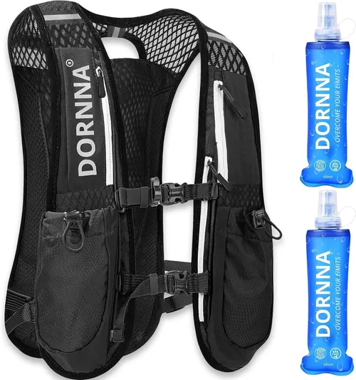Ultra Terra V2 - Chaleco Hidratación Trail Running + 2 Soft Flask 500ml de Regalo, Mochila de Correr Hombre y Mujer, Bolsillo Trasero para Vejigas de hasta 1.5L.