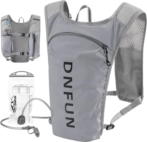 DNFUN Chaleco Running para Hombre y Mujer Mochila Hidratación Trail Running con Cisterna Bolsa de Agua 1.5L ,Mochila Hidratación Silbato y Reflectante para Correr Senderismo