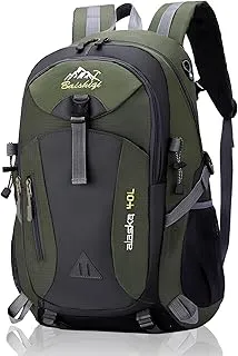 Qooloo Mochilas Senderismo Hombre Mujer, Mochila de Viaje Escalada 40 Litros Impermeable Multifuncional Gran Capacidad para Camping Excursiones Acampadas Montaña al Aire Libre, Verde