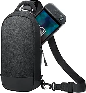 JETech Bolso Bandolera para Nintendo Switch 2/Switch OLED/Switch Console, Bolso Hombro con 8 Ranuras para Tarjetas Juego, Gran Capacidad para Accesorios & Cargador, Negro