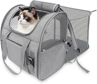 Transportin Gato Expandible, Mochila para Gatos y Perro Transpirable, Grande Mochila Gatos Transporte Plegable para Viajar/Coche/Avión, Bolsa para Mascotas con Arnés Interno 9kg