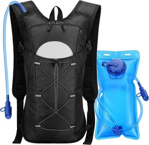 Mochila de Hidratación, Mochila para Correr con Bolsa de Agua de 2L Mochila Ligera para Correr Ligera Bolsa Bici para Hombre Mujer Bolsa de Agua para Senderismo Bicicleta