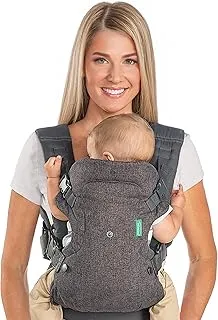 Infantino Mochila Portabebé Flip Advanced 4-en-1, Ergonómica, Convertible, Adaptable a lo Largo de los Años, para Recién Nacidos y Bebés Mayores de 3,6-14,5 kg, Gris Neonato