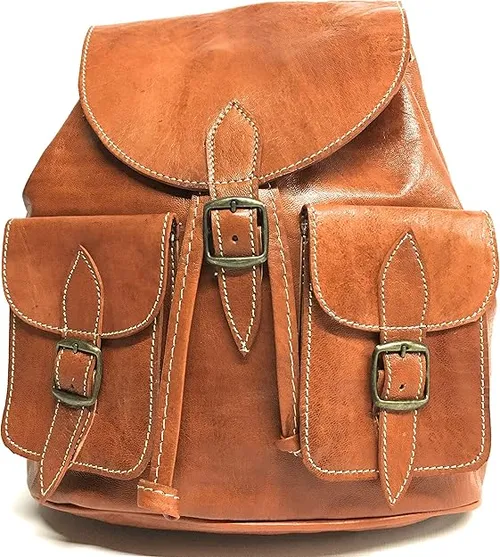 Mochila de Piel | Bolso Bandolera de Hombro con Varios Compartimentos | Casual y Vintage | De Piel Genuina 100% | Resistente, Suave y Duradera