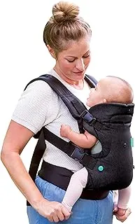 Infantino Mochila Portabebé Flip Advanced 4-en-1, Ergonómica, Convertible, Adaptable a lo Largo de los Años, para Recién Nacidos y Bebés Mayores de 3,6-14,5 kg, Negro Infant