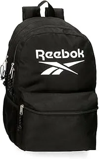 Reebok Boston, mochila escolar, mochila negro y azul fabricada en poliéster, Tirantes anchos, ergonómicos y acolchados, varios compartimentos, de Joumma Bags