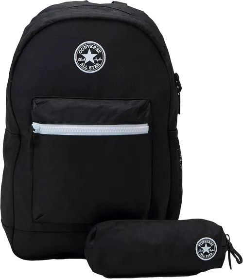 Converse Mochila All Star Negra, Escolar, Viaje, Senderismo, Con Estuche Incluido, 100% Poliéster