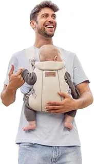 Jané Dual Mochila Portabebé Ergonómica, Desde Nacimiento (3,5–15 kg), 3 Posiciones, Transpirable y Acolchada, Beige Neonato