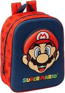 Safta SUPER MARIO 3D - Mochila de Guardería 3D, Fácil Limpieza, Ideal para Niños de Diferentes Edades, Cómoda y Versátil, Calidad y Resistencia, 22x10x27 cm