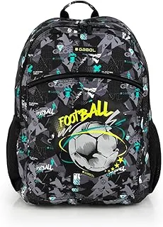 Gabol Mochila Escolar Adaptable a Carro Score 34x46x20 cm - 2 Compartimentos y Espalda Acolchada - Resistente al Agua con Cremalleras Cubiertas - Diseño Español en Poliéster - Negro
