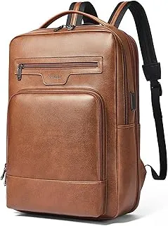 Shrrie Mochila de cuero para laptop para mujer y hombre, mochila de ordenador portátil de 16 pulgadas, mochila de viaje con puerto USB expandible de 28 L para trabajo y negocios
