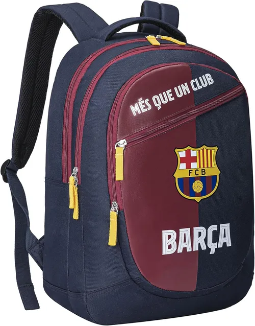 Barça - Mochila escolar con 3 compartimentos, colección oficial FC Barcelona