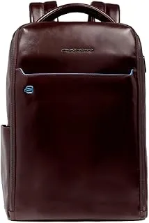 Piquadro – Mochila para portátil Fast-Check de 14" – Cuero de primera calidad – Color caoba – Hombre