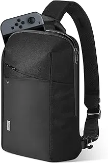 MoKo Bandolera Crossbody para Nintendo Switch 2/OLED/Steam Deck/Rog Ally X, Funda Protectora de Viaje con 8 Ranuras Tarjetas de Juego, Bolsa Pecho Minimalista Compatible con iPad Pro/Air 11", Negro