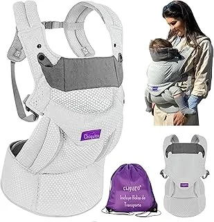 Chiquito | Mochila Portabebés 0-36 m (3,2-15 kg) | Ergonómica y transpirable Softflex Malla 3D | Soporte lumbar para mayor comodidad | Ajuste rápido | Postura M | Bolsa regalo incluida. (Gris Hielo) Infant