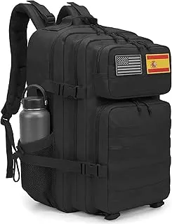 unycos - Mochila Táctica Militar【45L】con Sistema Molle y Bolsillos Laterales, Tela Oxford 900D Resistente, Bolsillos para 3 Días de Emergencias, Caza, Senderismo, Viaje, Crossfit, Gimnasio (Negro)